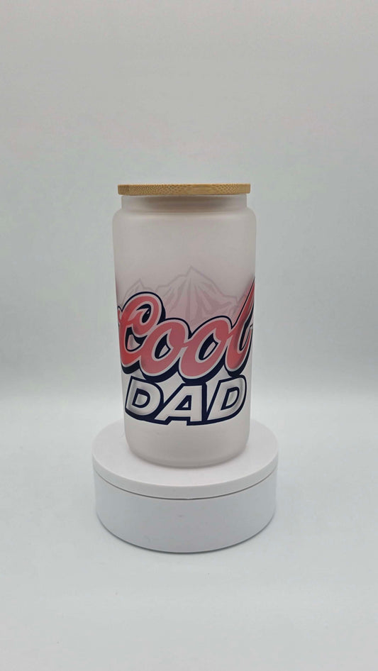 Cool dad 16oz frosted glass cup