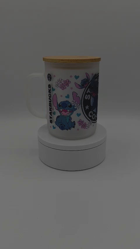 Stitch 17oz frosted glass mug